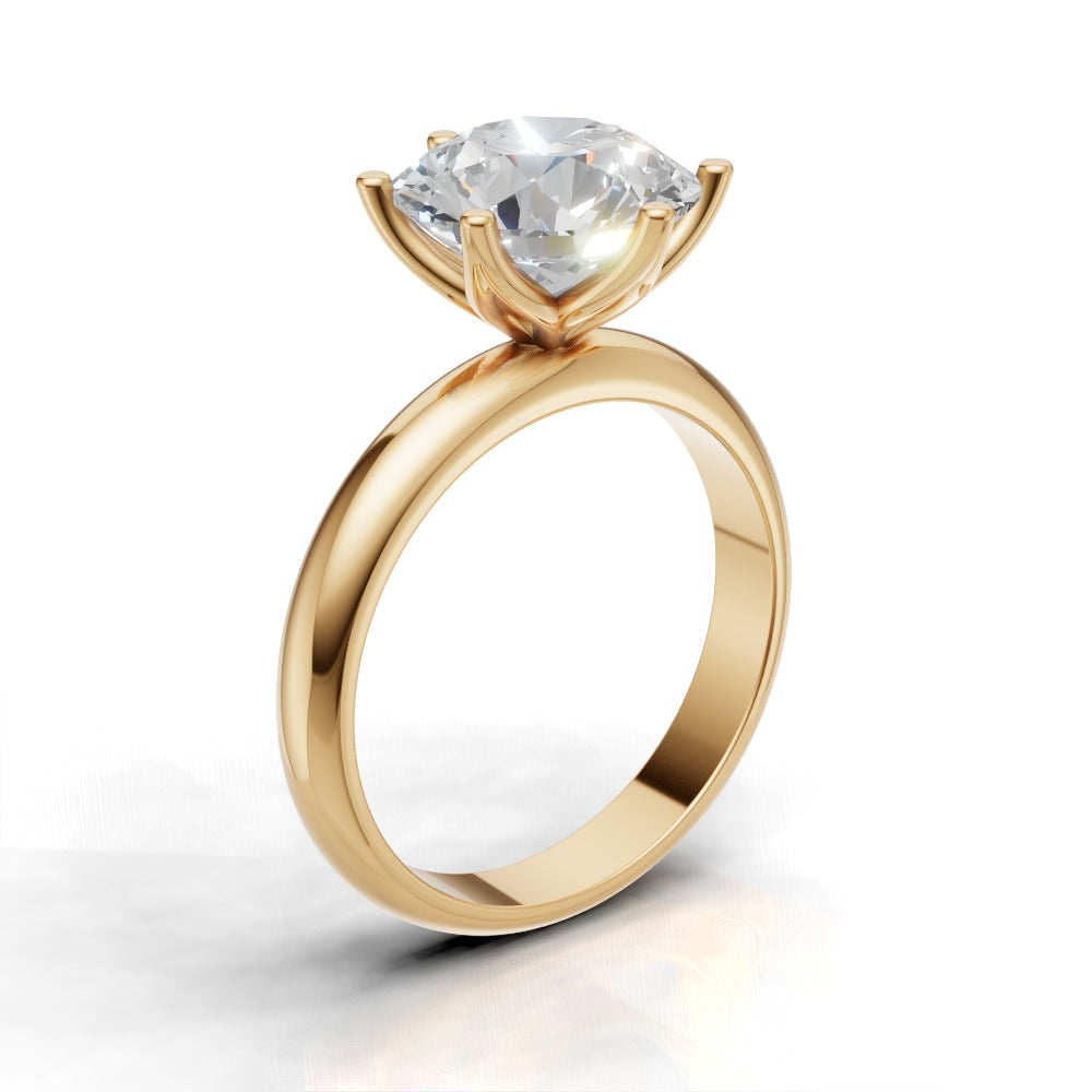 Bocciolo, 3ct round lab grown diamond engagement ring, Petal Invisible, 18K yellow gold - ne