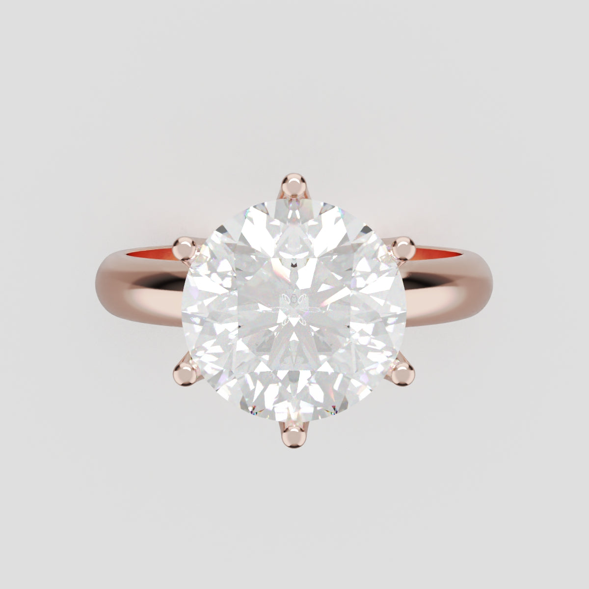 Bocciolo, 3ct round lab grown diamond engagement ring, Petal Invisible, 18K rose gold - front view