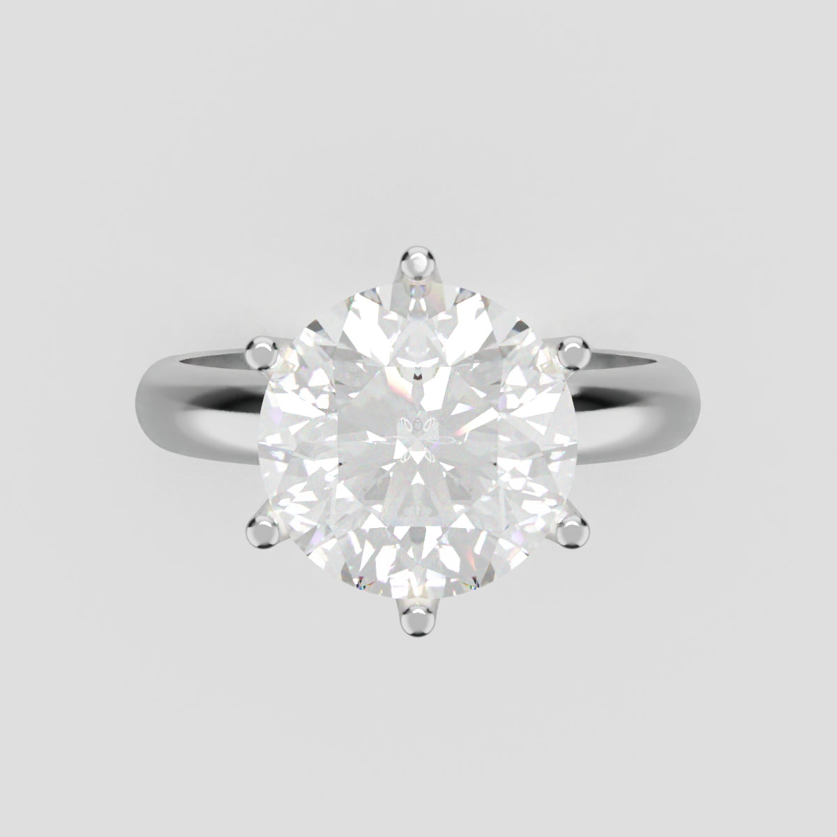 Bocciolo, 3ct round lab grown diamond engagement ring, Petal Invisible, 18K white gold - front view