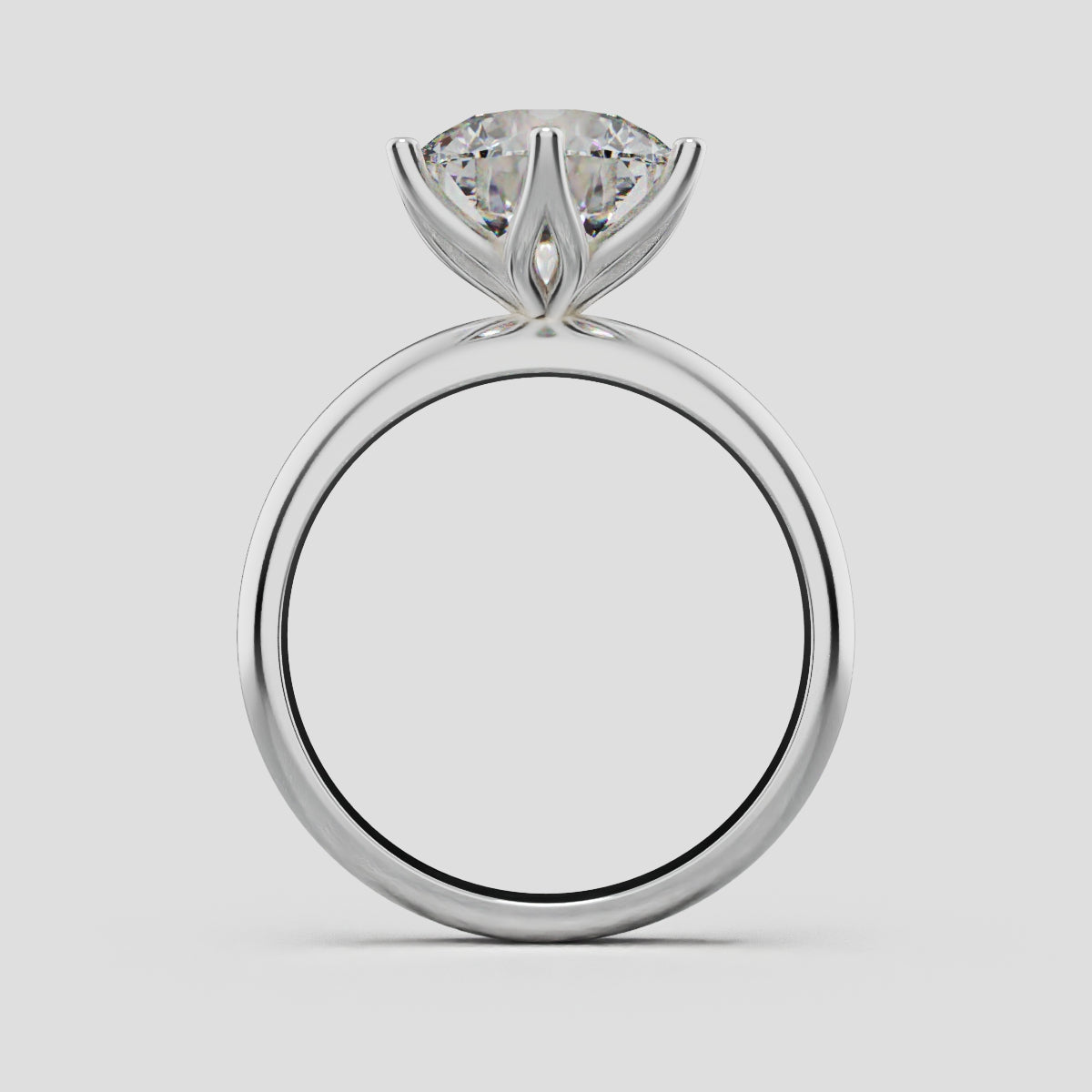 Bocciolo, 3ct round lab grown diamond engagement ring, Petal Invisible, 18K white gold - through finger