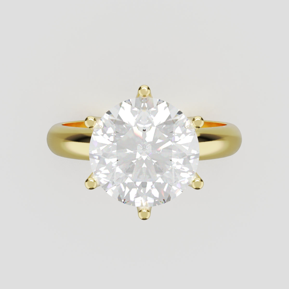Bocciolo, 3ct round lab grown diamond engagement ring, Petal Invisible, 18K yellow gold - front view