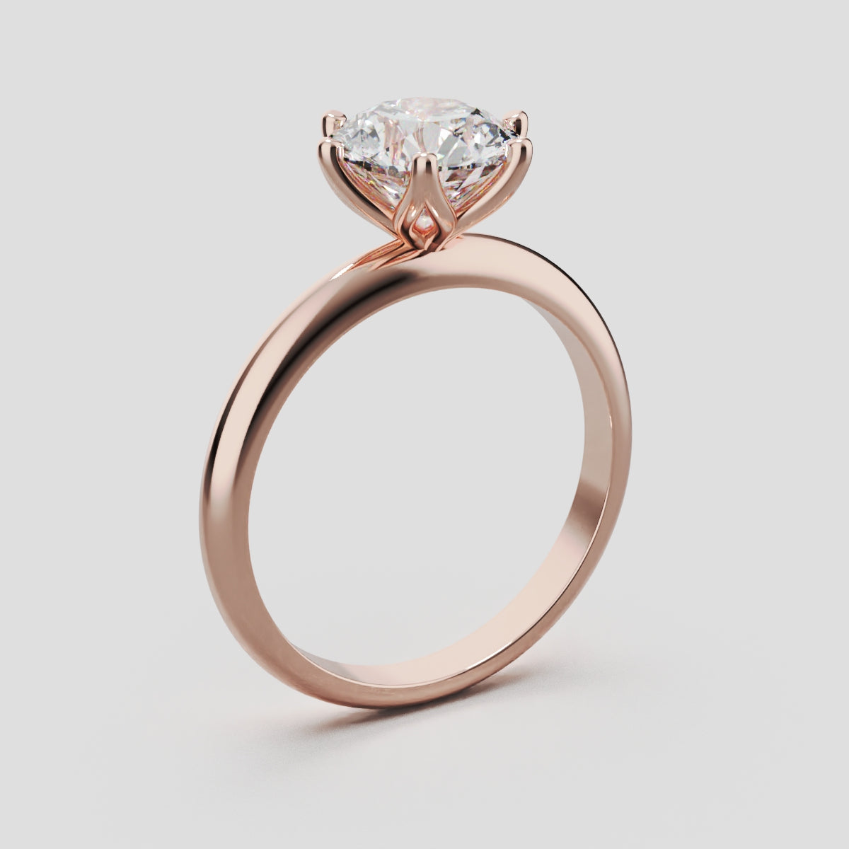 Germoglio, 1.5ct round lab grown diamond engagement ring, Hidden Petal Set, Fixed Width, 18K rose gold - ne