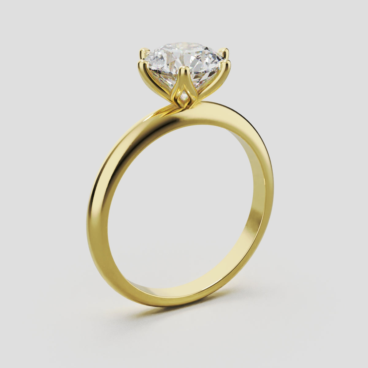 Germoglio, 1.5ct round lab grown diamond engagement ring, Hidden Petal Set, Fixed Width, 18K yellow gold - ne