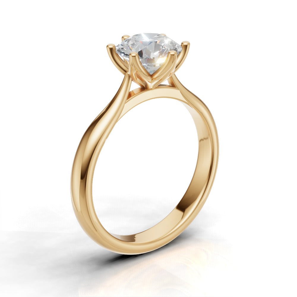 Germoglio, 1ct round lab grown diamond engagement ring, Hidden Petal Set, Fixed Width, 18K yellow gold - ne