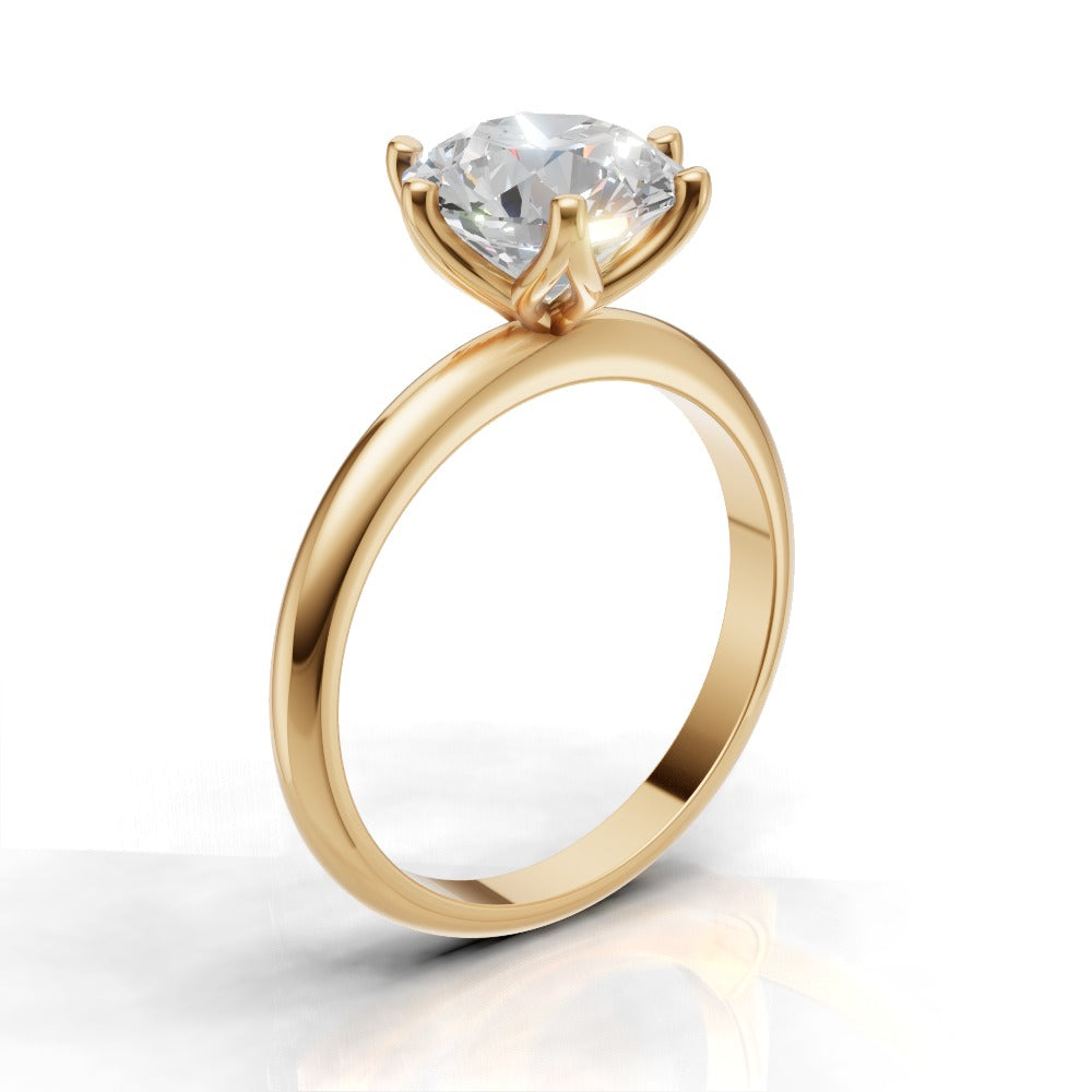 Germoglio, 2ct round lab grown diamond engagement ring, Hidden Petal Set, Fixed Width, 18K yellow gold - ne