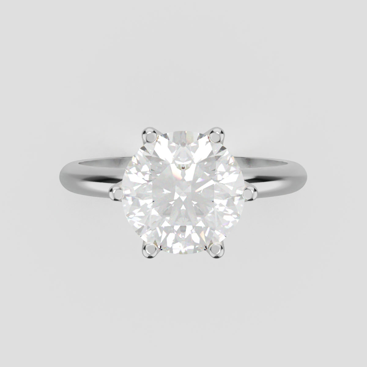 Germoglio, 2ct round lab grown diamond engagement ring, Hidden Petal Set, Fixed Width, 18K white gold - front view