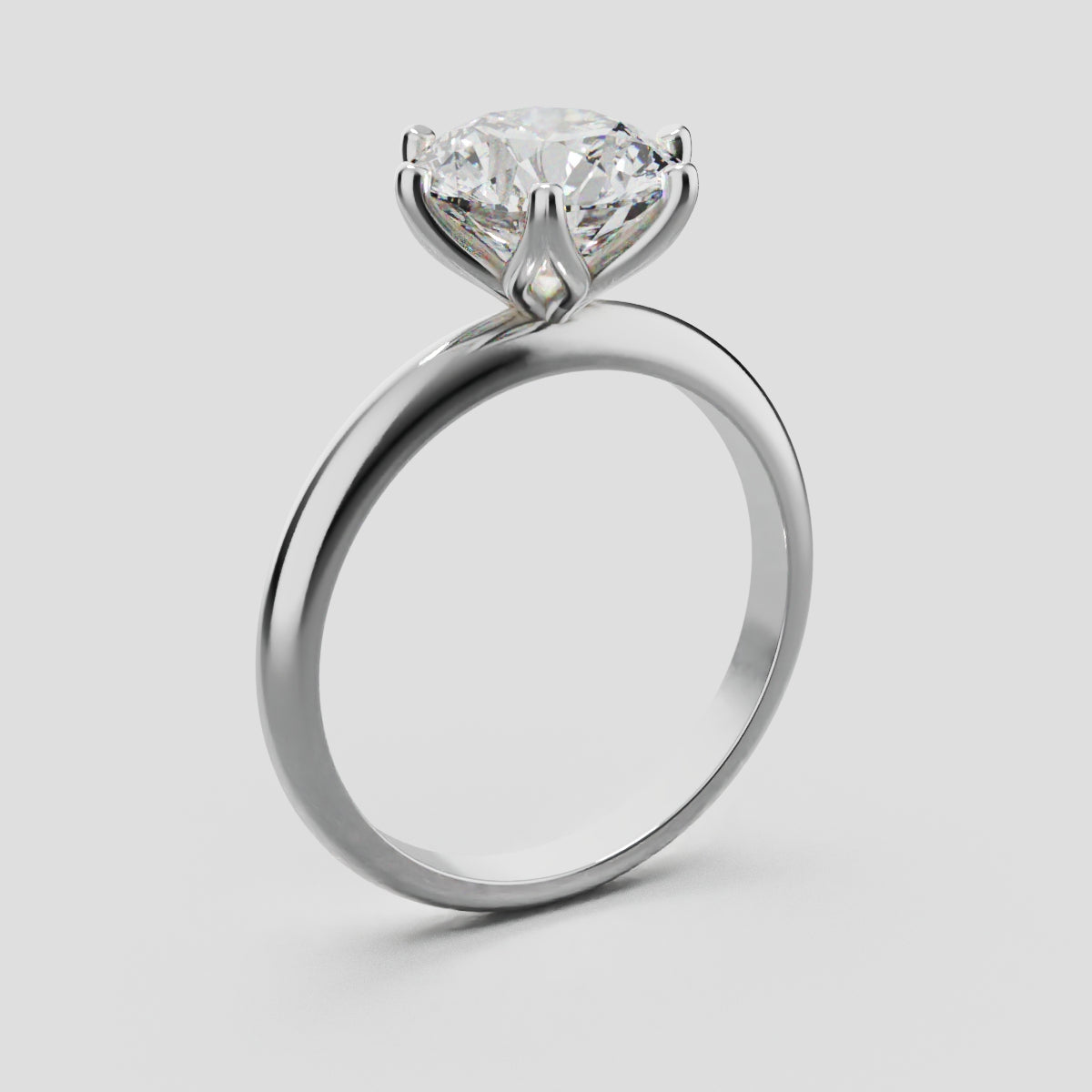 Germoglio, 2ct round lab grown diamond engagement ring, Hidden Petal Set, Fixed Width, 18K white gold - ne