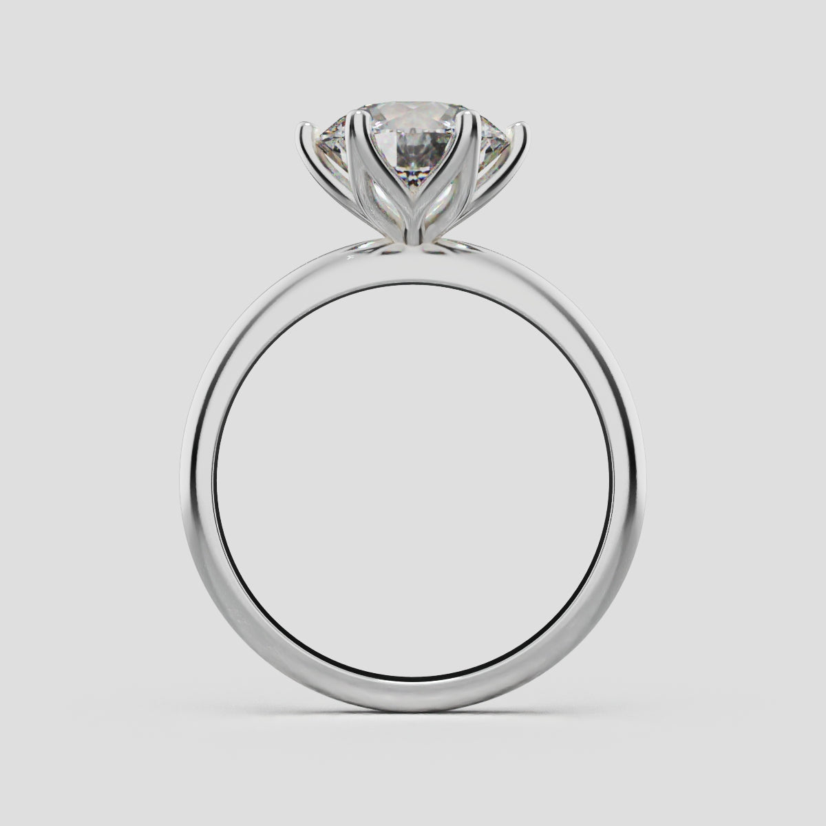 Germoglio, 2ct round lab grown diamond engagement ring, Hidden Petal Set, Fixed Width, 18K white gold - through finger