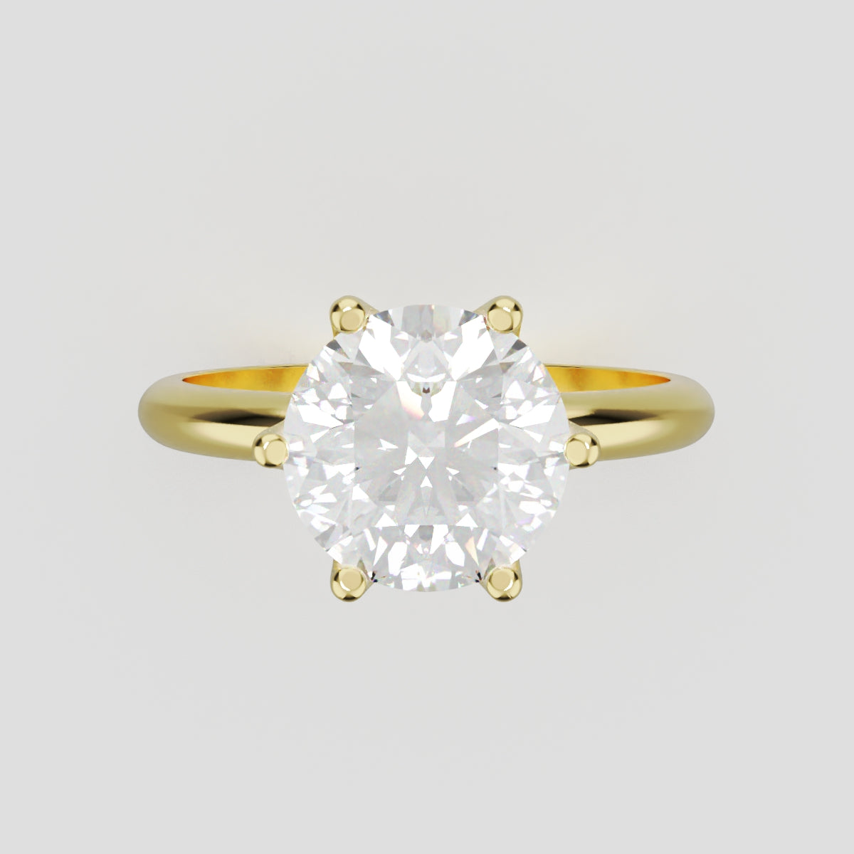 Germoglio, 2ct round lab grown diamond engagement ring, Hidden Petal Set, Fixed Width, 18K yellow gold - front view