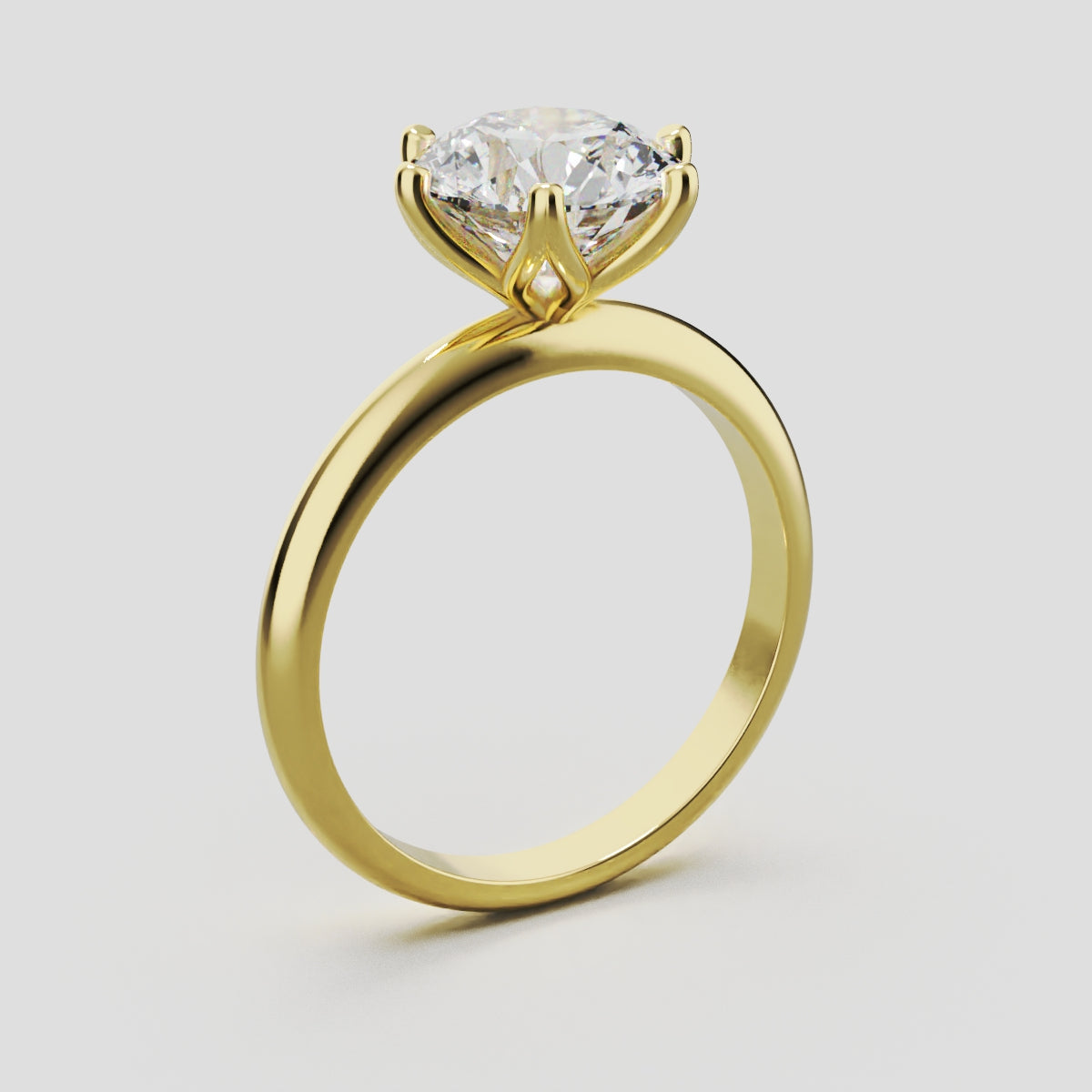 Germoglio, 2ct round lab grown diamond engagement ring, Hidden Petal Set, Fixed Width, 18K yellow gold - ne