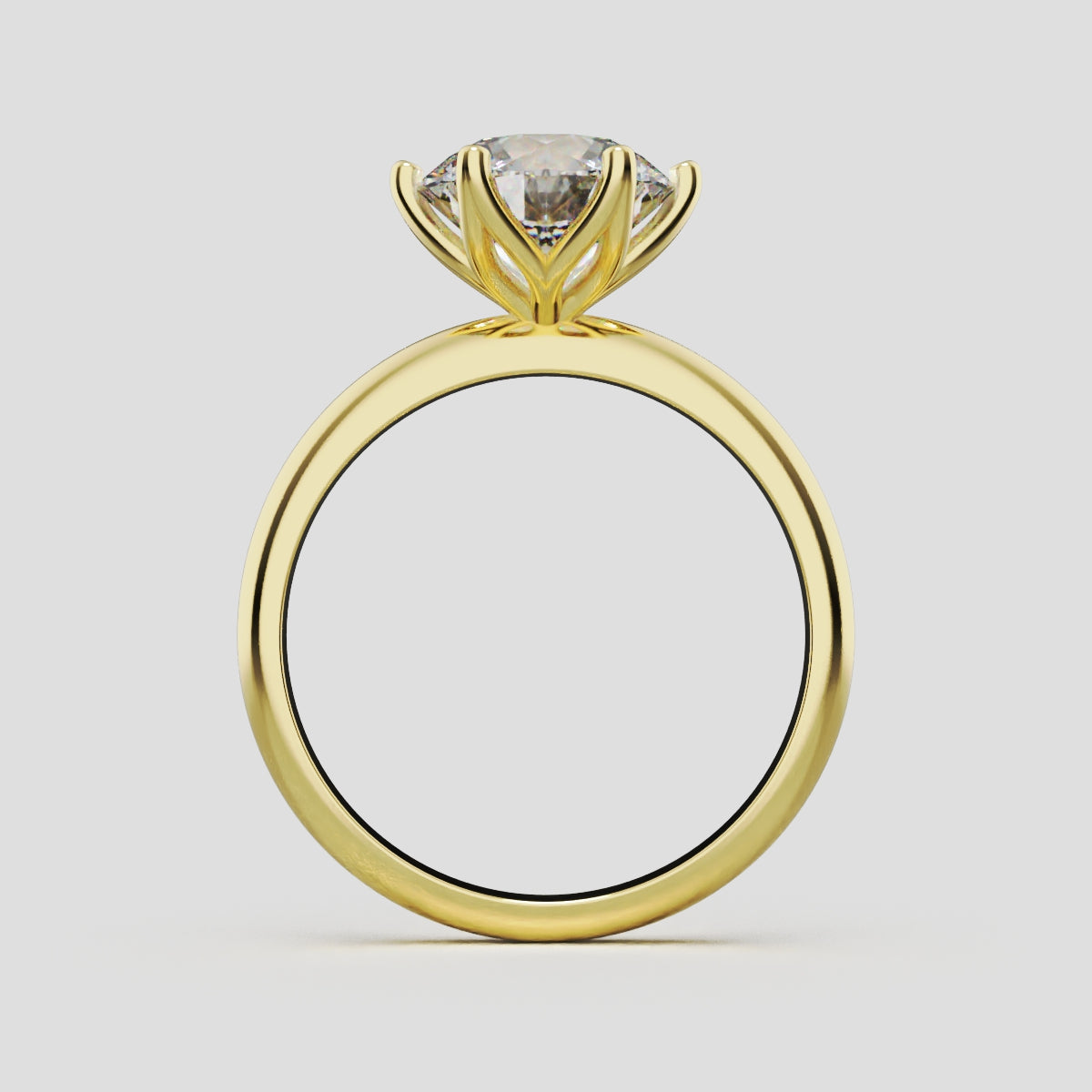 Germoglio, 2ct round lab grown diamond engagement ring, Hidden Petal Set, Fixed Width, 18K yellow gold - through finger