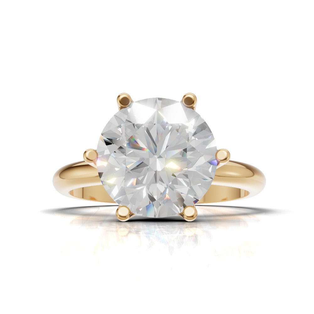 Germoglio, 3ct round lab grown diamond engagement ring, Hidden Petal Set, Fixed Width, 18K yellow gold - view 4