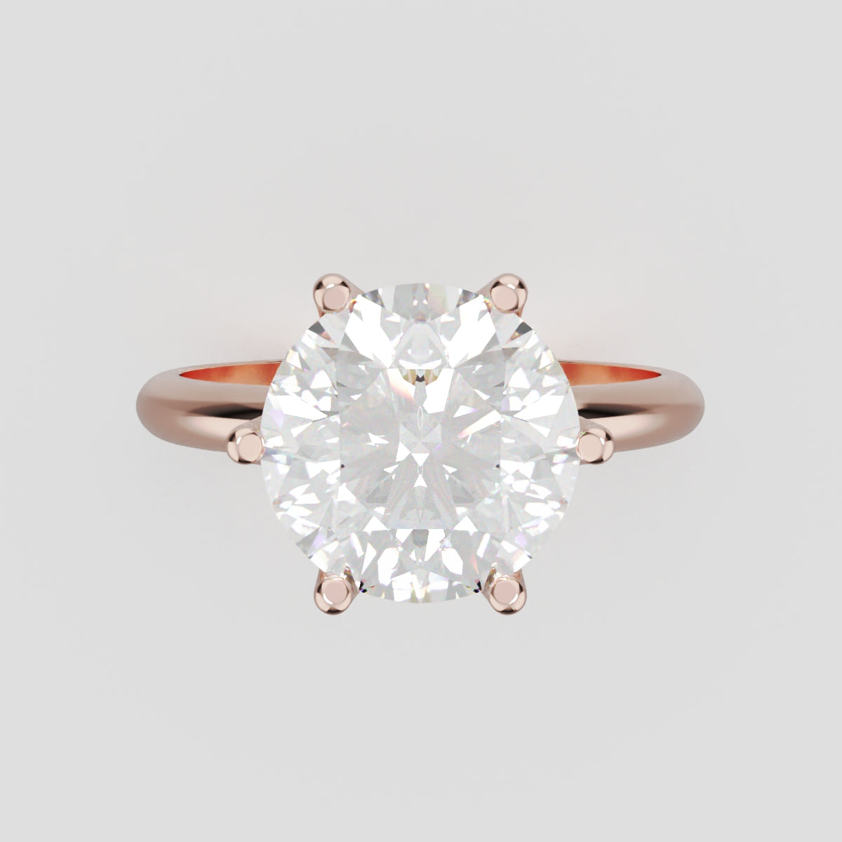 Germoglio, 3ct round lab grown diamond engagement ring, Hidden Petal Set, Fixed Width, 18K rose gold - front view