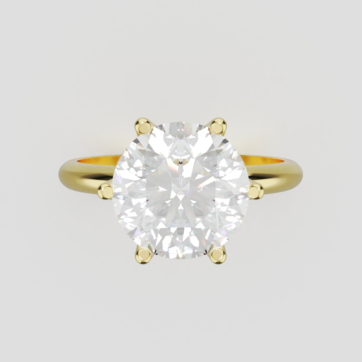 Germoglio, 3ct round lab grown diamond engagement ring, Hidden Petal Set, Fixed Width, 18K yellow gold - front view