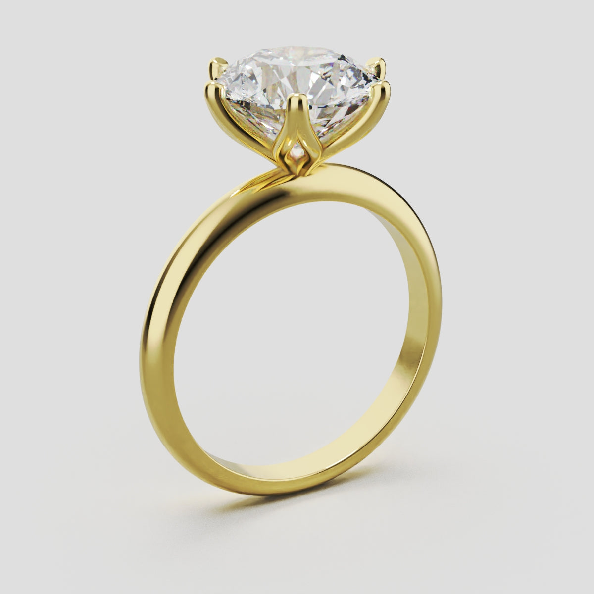 Germoglio, 3ct round lab grown diamond engagement ring, Hidden Petal Set, Fixed Width, 18K yellow gold - ne