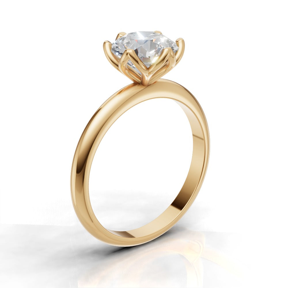 Fiorita, 1.5ct round lab grown diamond engagement ring, Petal Visible, 18K yellow gold - ne