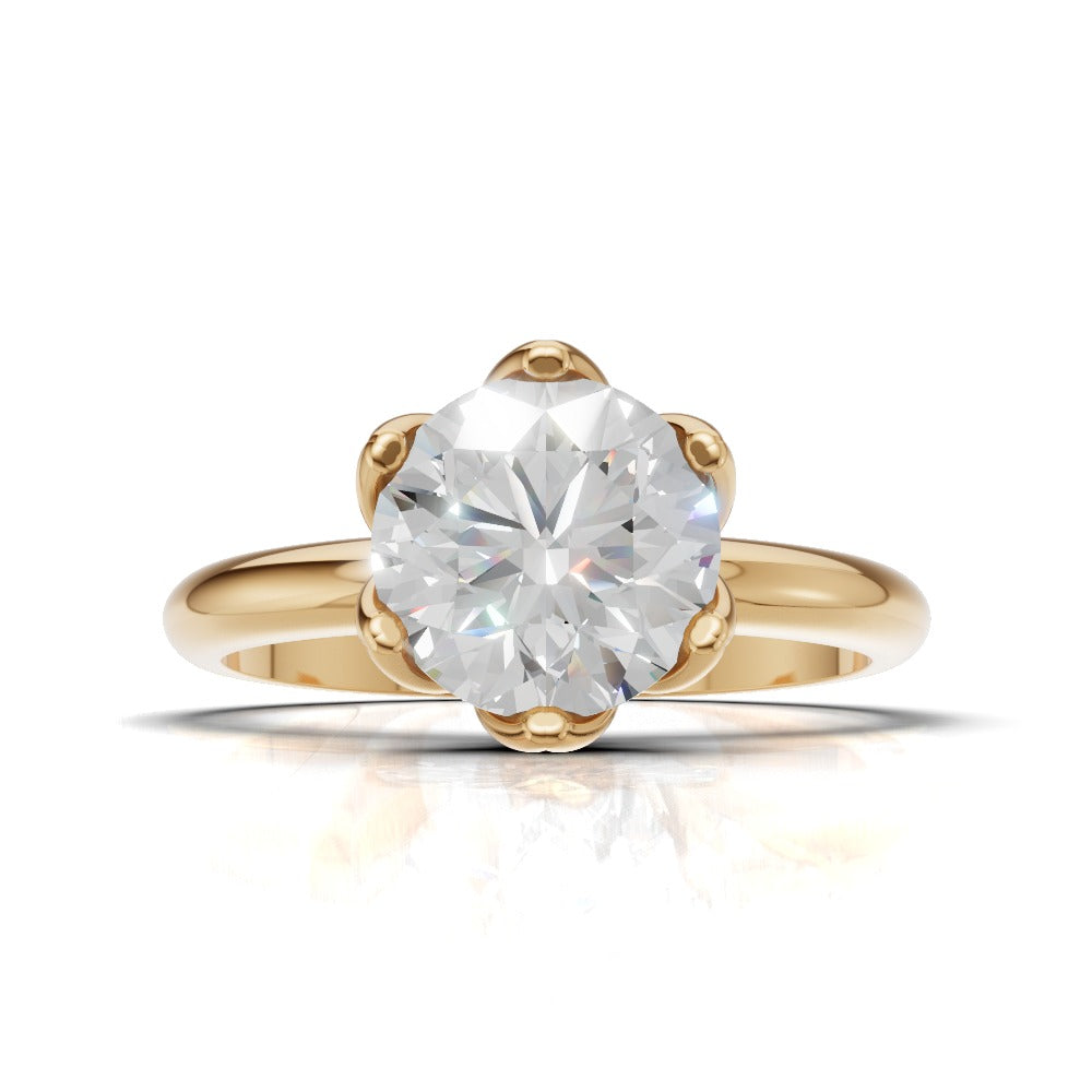 Fiorita, 1.5ct round lab grown diamond engagement ring, Petal Visible, 18K yellow gold - view 4
