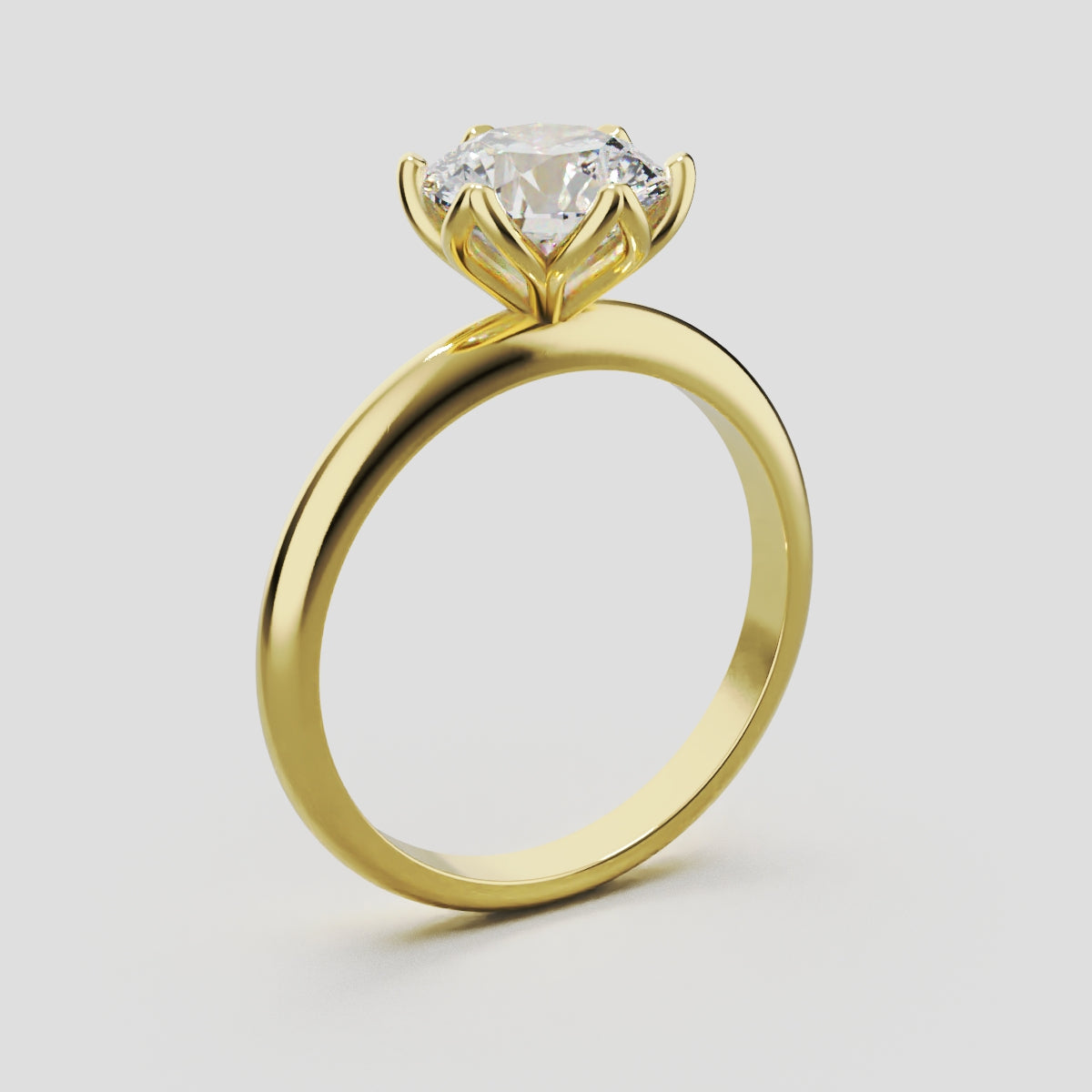 Fiorita, 1.5ct round lab grown diamond engagement ring, Petal Visible, 18K yellow gold - ne