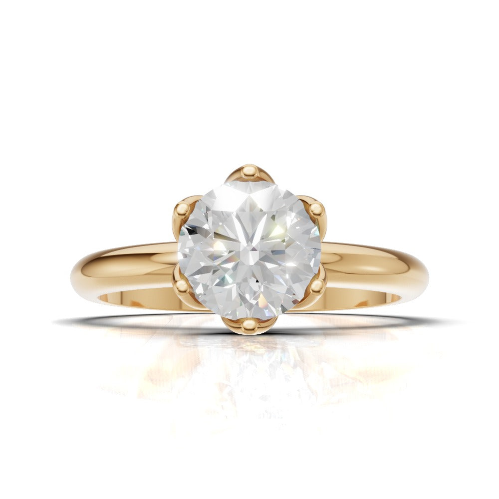 Fiorita, 1ct round lab grown diamond engagement ring, Petal Visible, 18K yellow gold - view 4