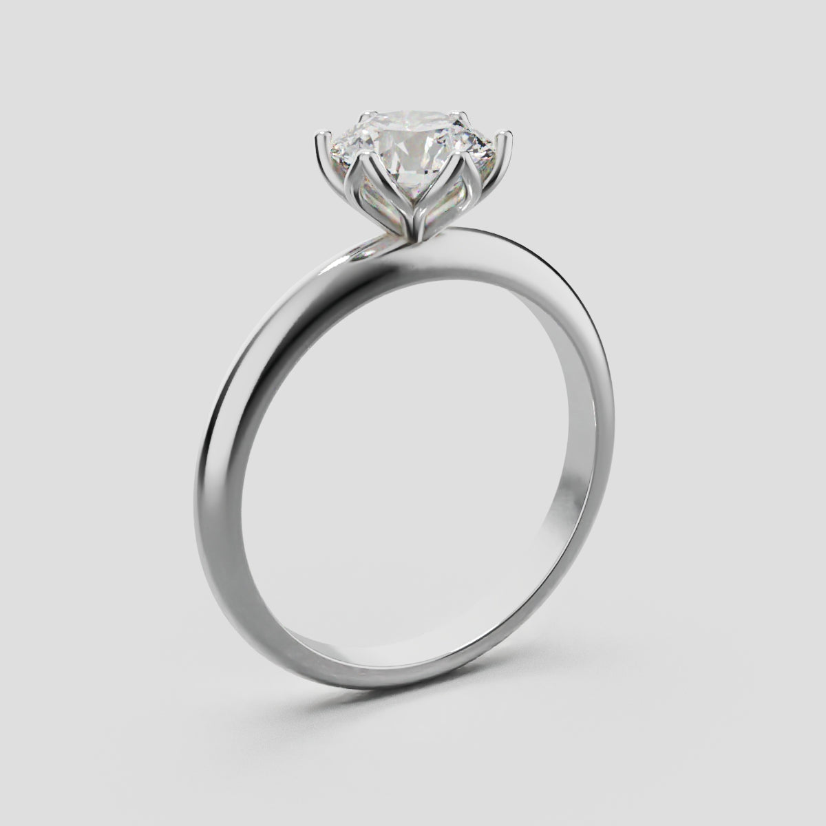 Fiorita, 1ct round lab grown diamond engagement ring, Petal Visible, 18K white gold - ne