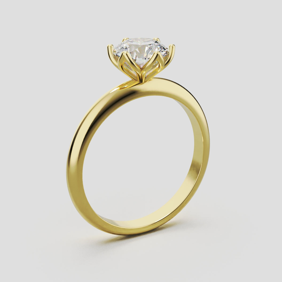 Fiorita, 1ct round lab grown diamond engagement ring, Petal Visible, 18K yellow gold - ne