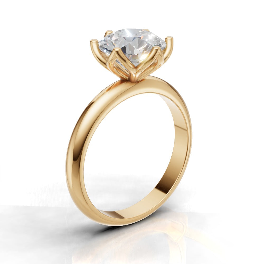 Fiorita, 2ct round lab grown diamond engagement ring, Petal Visible, 18K yellow gold - ne