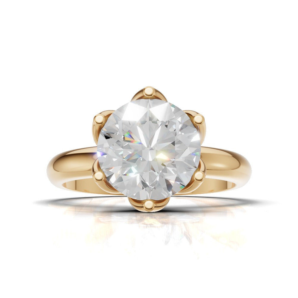Fiorita, 2ct round lab grown diamond engagement ring, Petal Visible, 18K yellow gold - view 4