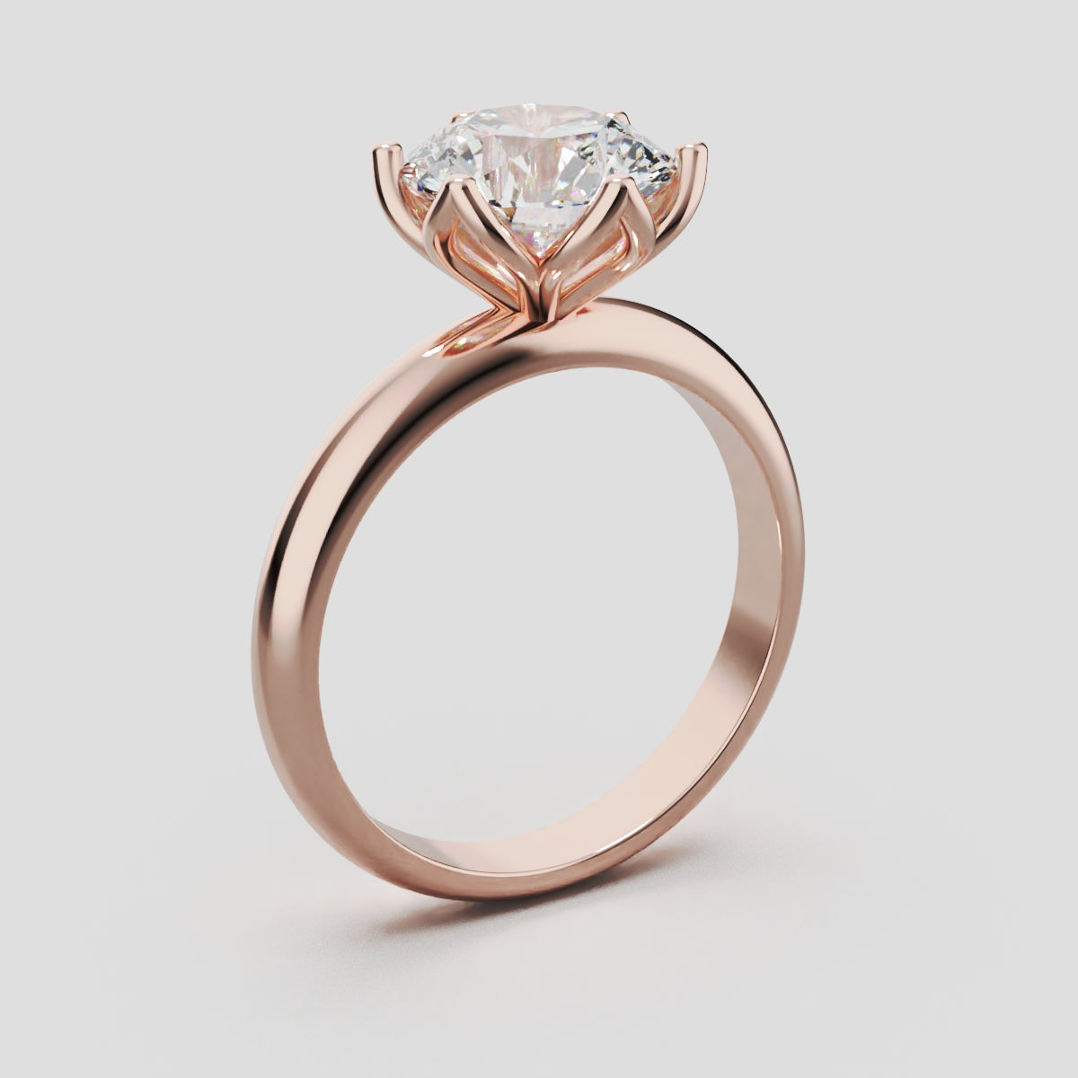 Fiorita, 2ct round lab grown diamond engagement ring, Petal Visible, 18K rose gold - ne