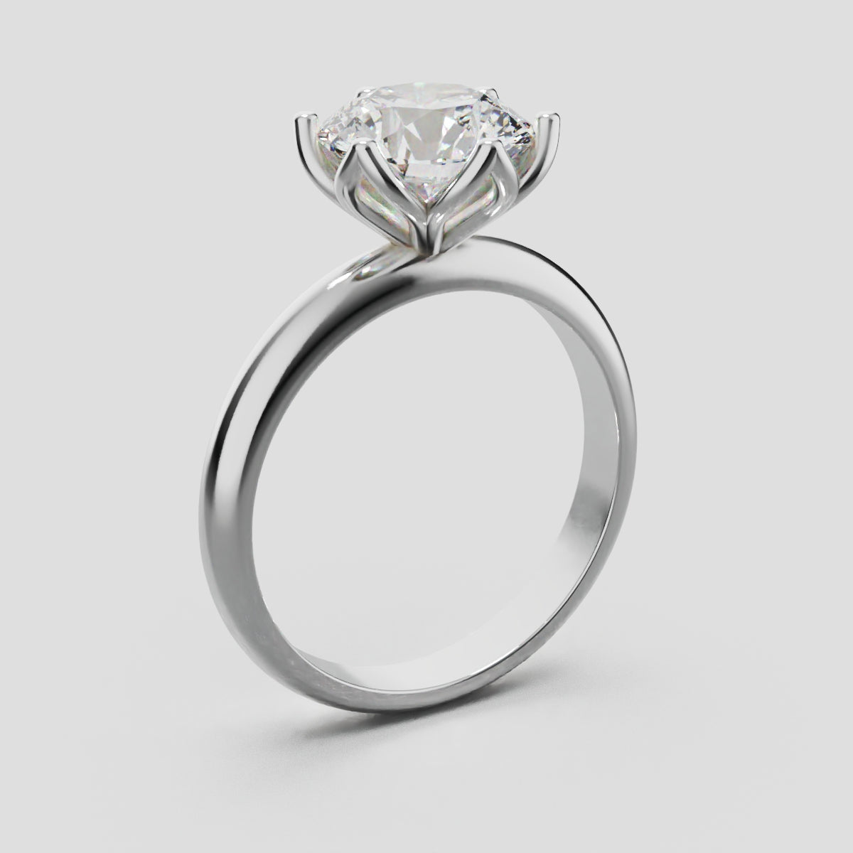 Fiorita, 2ct round lab grown diamond engagement ring, Petal Visible, 18K white gold - ne