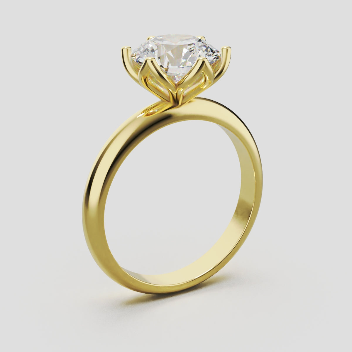 Fiorita, 2ct round lab grown diamond engagement ring, Petal Visible, 18K yellow gold - ne