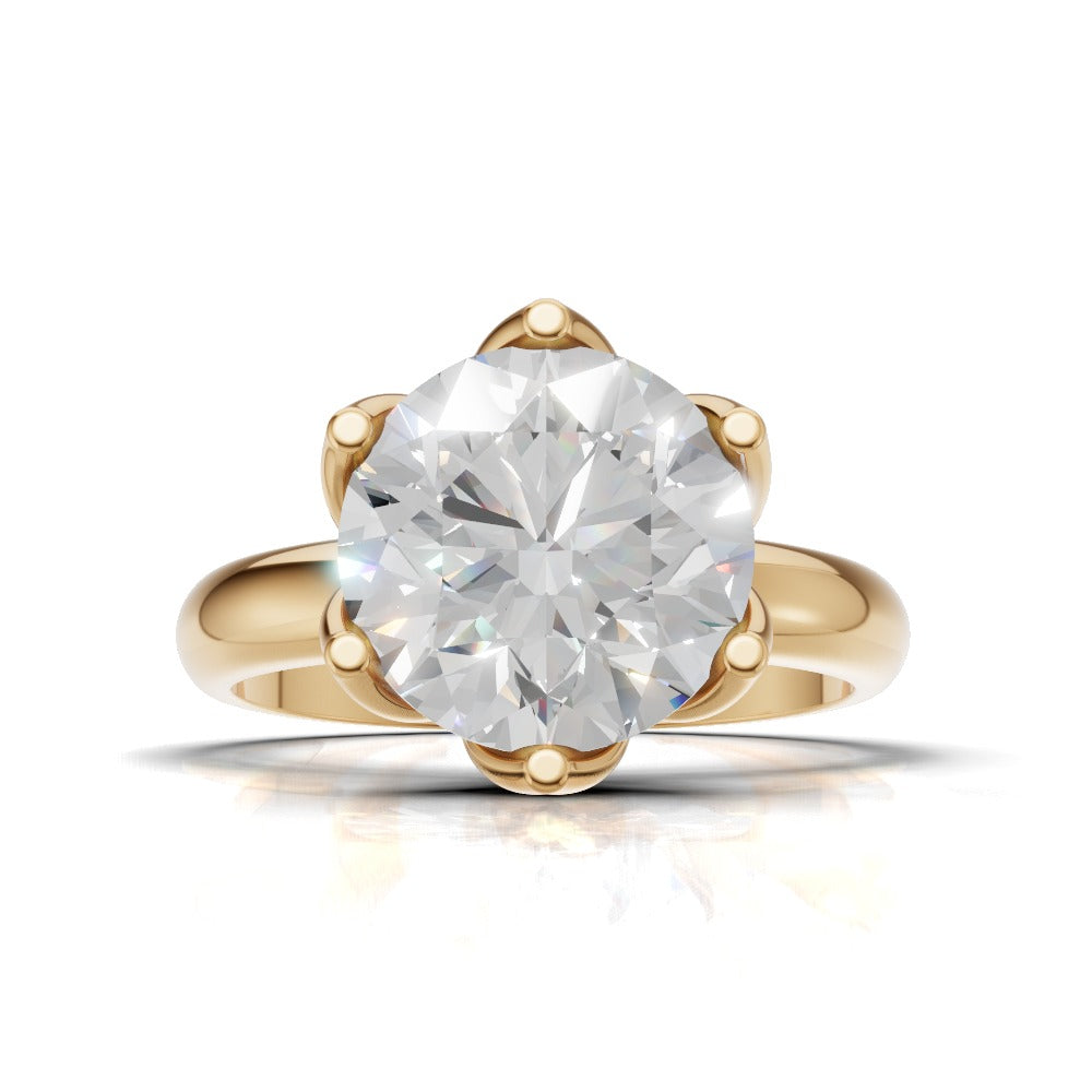 Fiorita, 3ct round lab grown diamond engagement ring, Petal Visible, 18K yellow gold - view 4