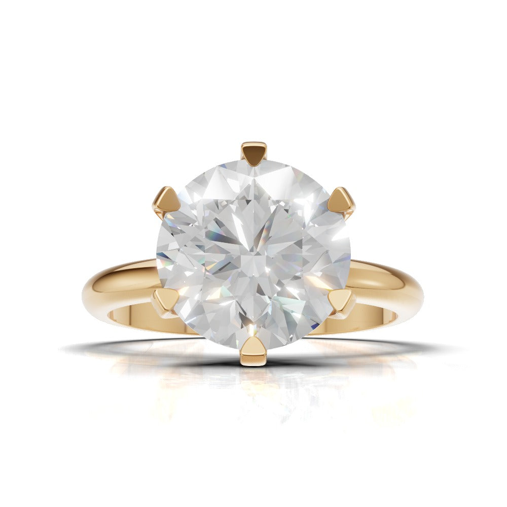 Sei Stelle, 3ct round lab grown diamond engagement ring, Plain Sides, 6 Prongs, 18K yellow gold - view 4
