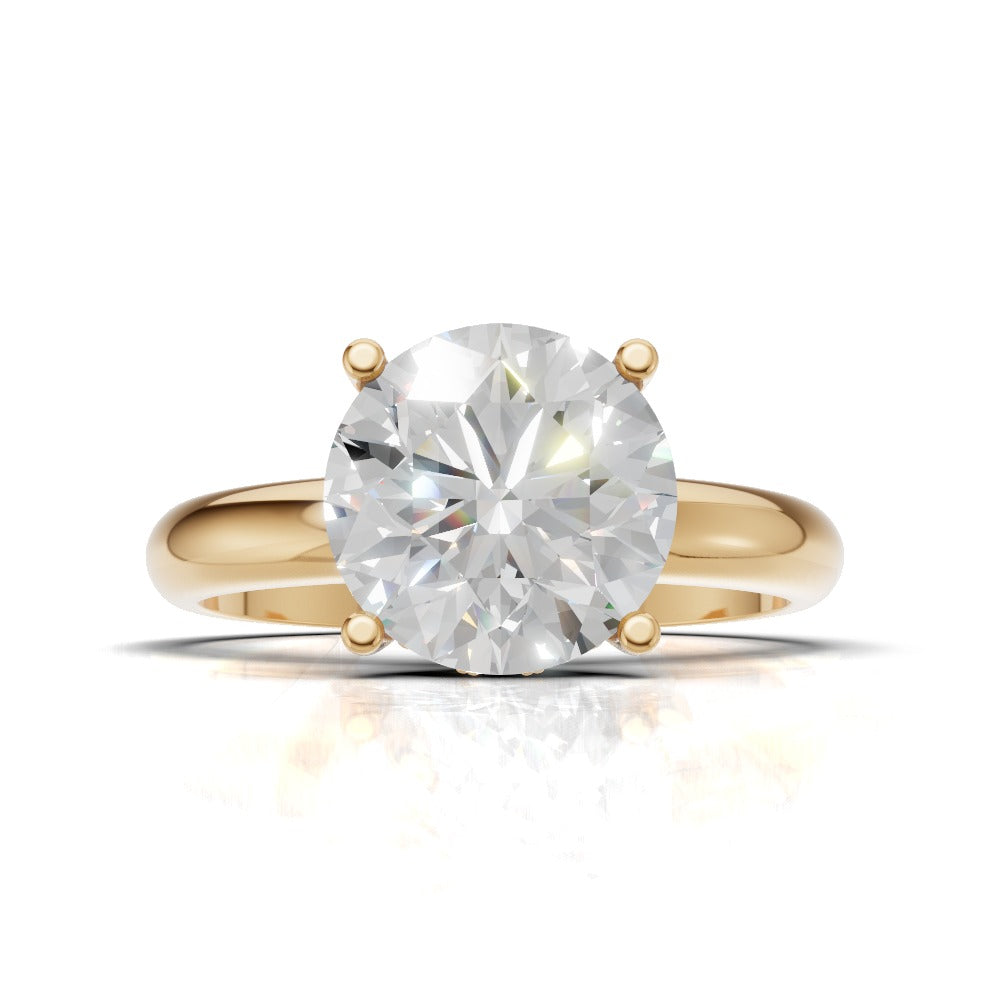 Segreto, 2ct round lab grown diamond engagement ring, Plain Sides, Hidden Halo, 4 Prongs, 18K yellow gold - view 4