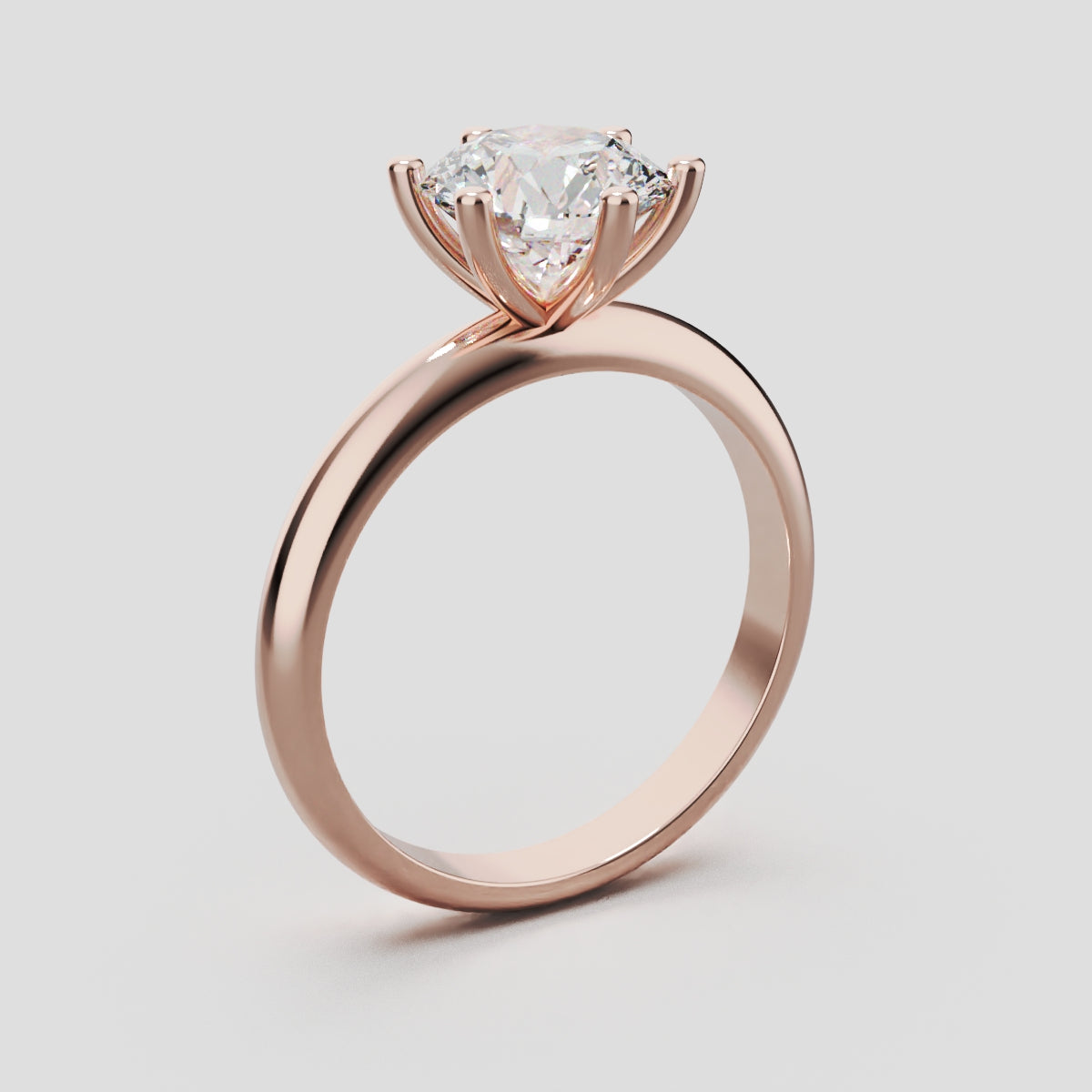 Sei Stelle, 1.5ct round lab grown diamond engagement ring, Plain Sides, 6 Prongs, 18K rose gold - ne