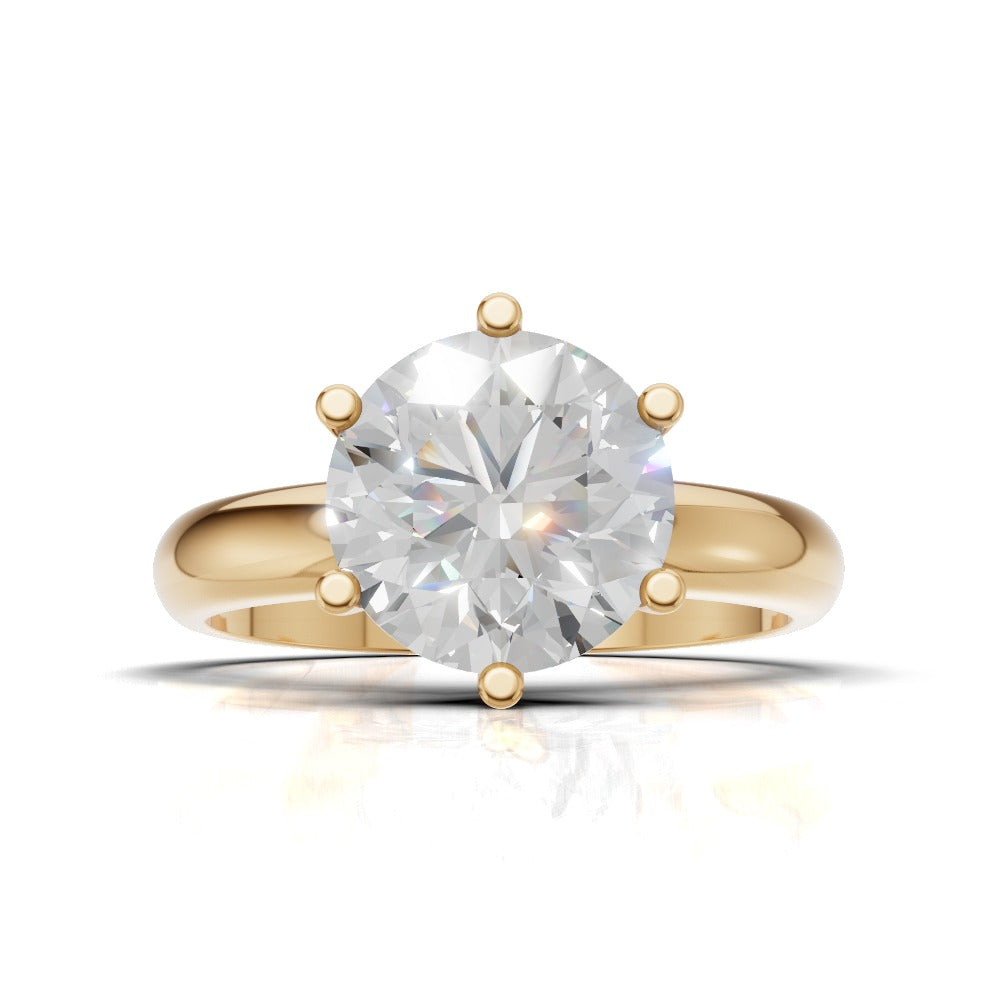Sei Stelle, 2ct round lab grown diamond engagement ring, Plain Sides, 6 Prongs, 18K yellow gold - view 4