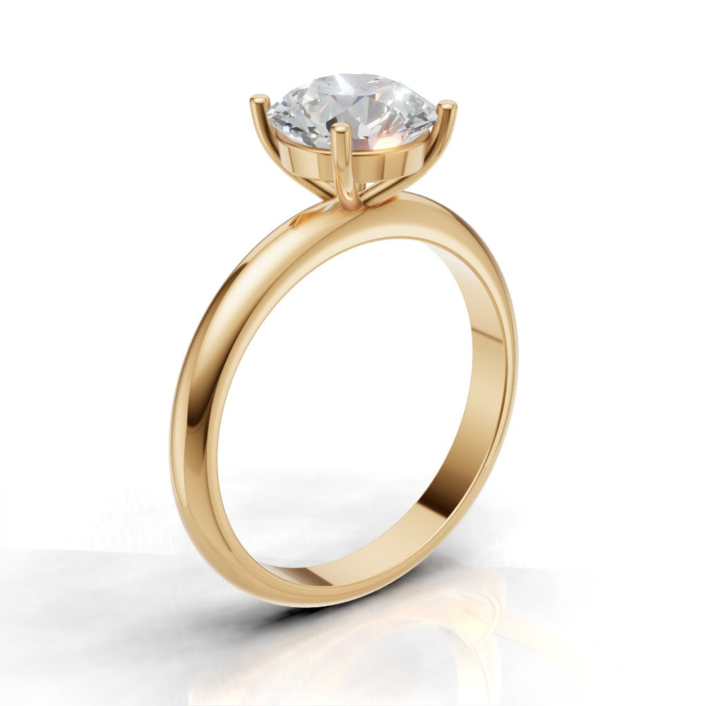 Limpido, 1.5ct round lab grown diamond engagement ring, Plain Sides, Plain Gallery, 4 Prongs, 18K yellow gold - ne