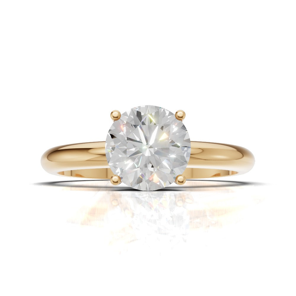 Limpido, 1ct round lab grown diamond engagement ring, Plain Sides, Plain Gallery, 4 Prongs, 18K yellow gold - view 4