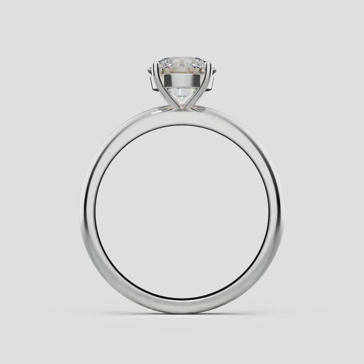 Limpido, 1ct round lab grown diamond engagement ring, Plain Sides, Plain Gallery, 4 Prongs, 18K white gold - through finger