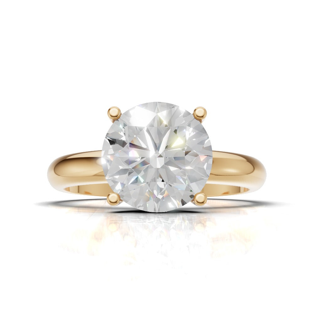 Limpido, 2ct round lab grown diamond engagement ring, Plain Sides, Plain Gallery, 4 Prongs, 18K yellow gold - view 4