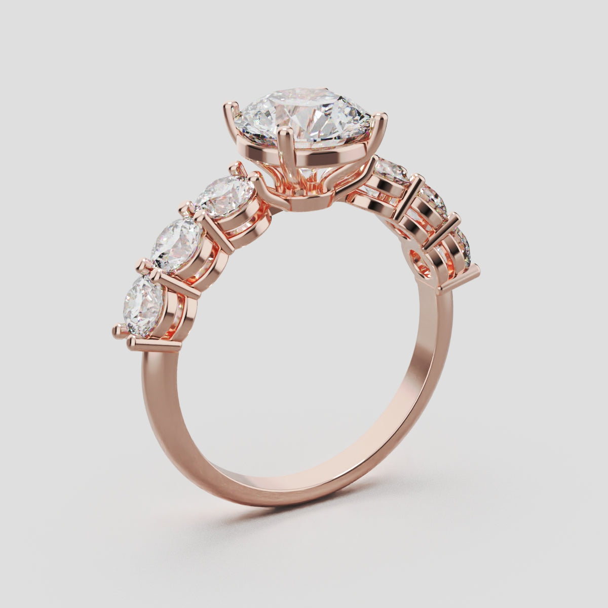 Corso, 1.5ct round lab grown diamond engagement ring, 3.5mm Side Stones, 18K rose gold - ne