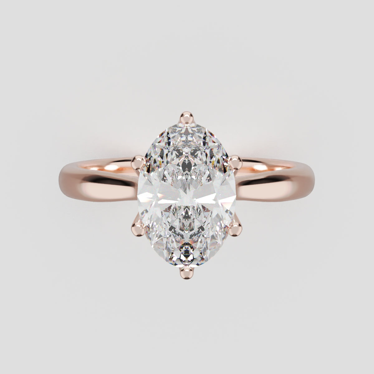 Ninfea, 1.5ct oval lab grown diamond engagement ring, Petal Cathedral, 18K rose gold - front view