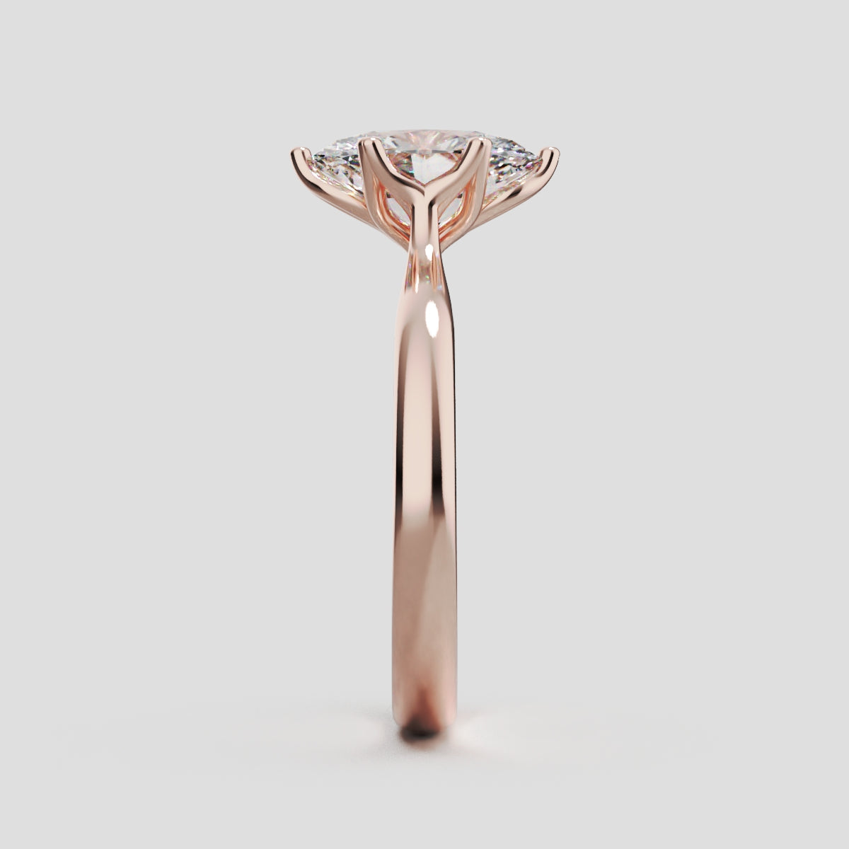 Ninfea, 1.5ct oval lab grown diamond engagement ring, Petal Cathedral, 18K rose gold - side view