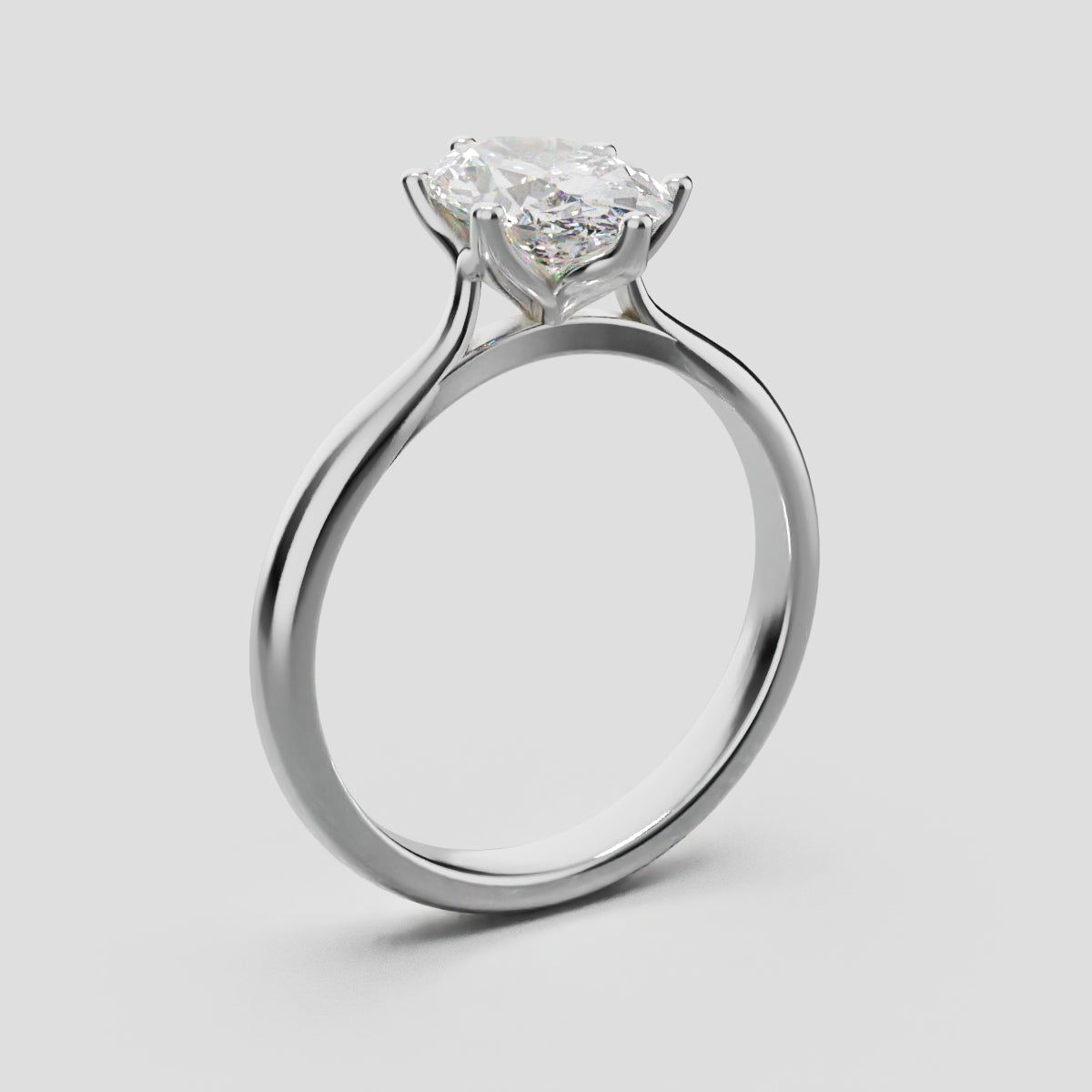 Ninfea, 1.5ct oval lab grown diamond engagement ring, Petal Cathedral, 18K white gold - ne