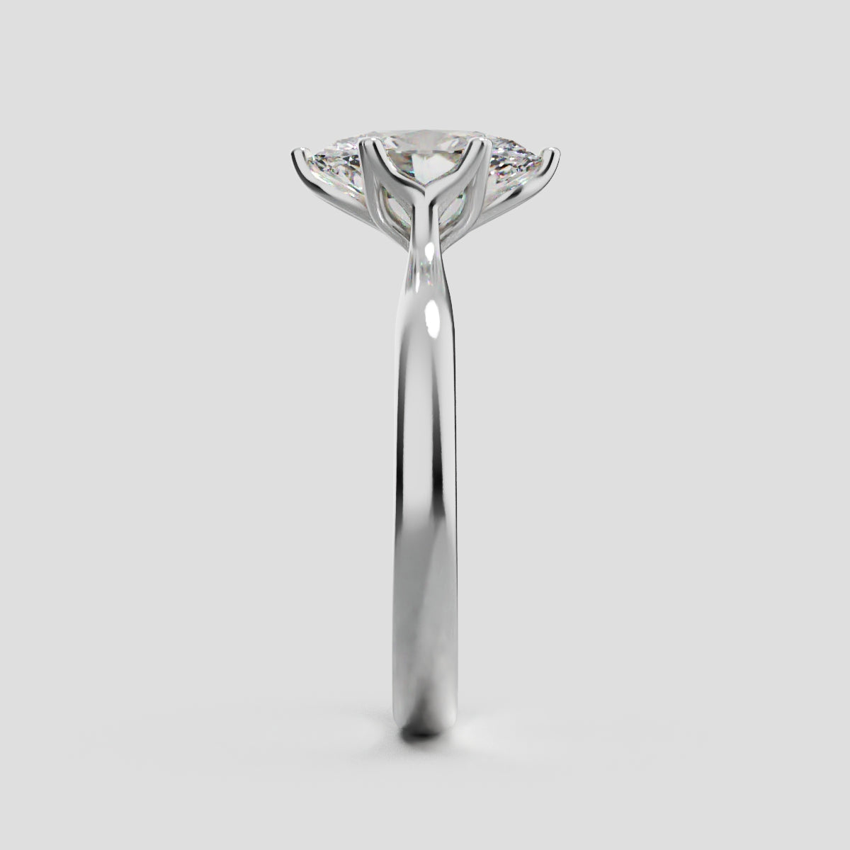 Ninfea, 1.5ct oval lab grown diamond engagement ring, Petal Cathedral, 18K white gold - side view