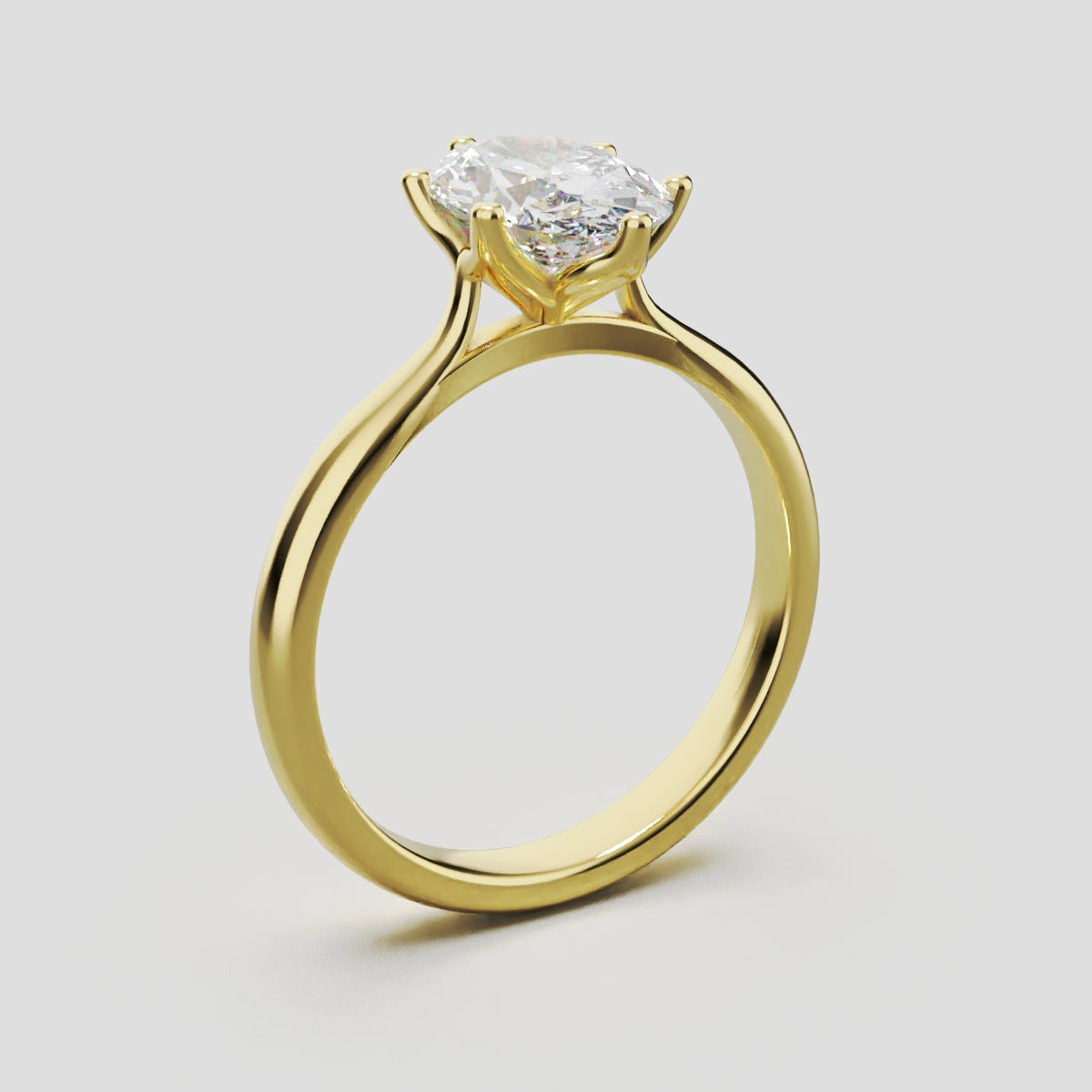 Ninfea, 1.5ct oval lab grown diamond engagement ring, Petal Cathedral, 18K yellow gold - ne