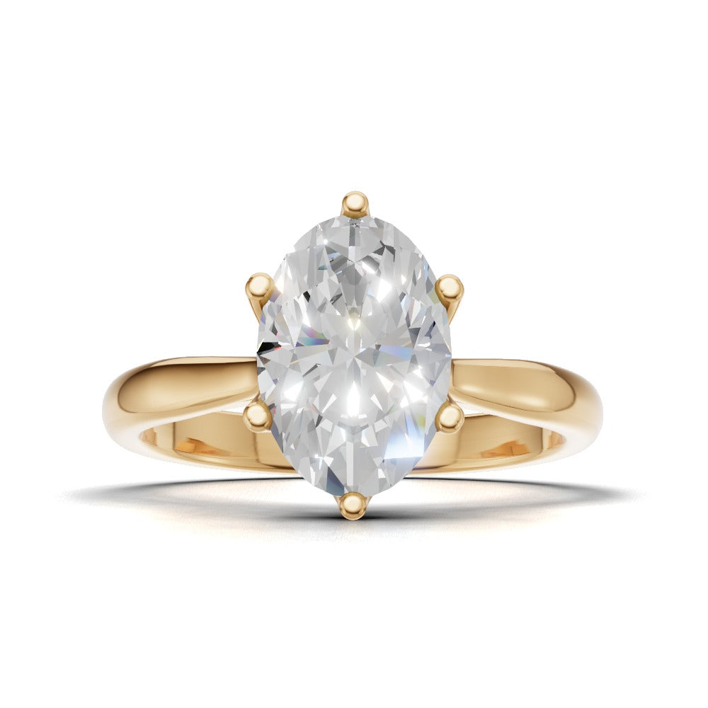 Ninfea, 1.5ct oval lab grown diamond engagement ring, Petal Cathedral, 18K yellow gold - view 4