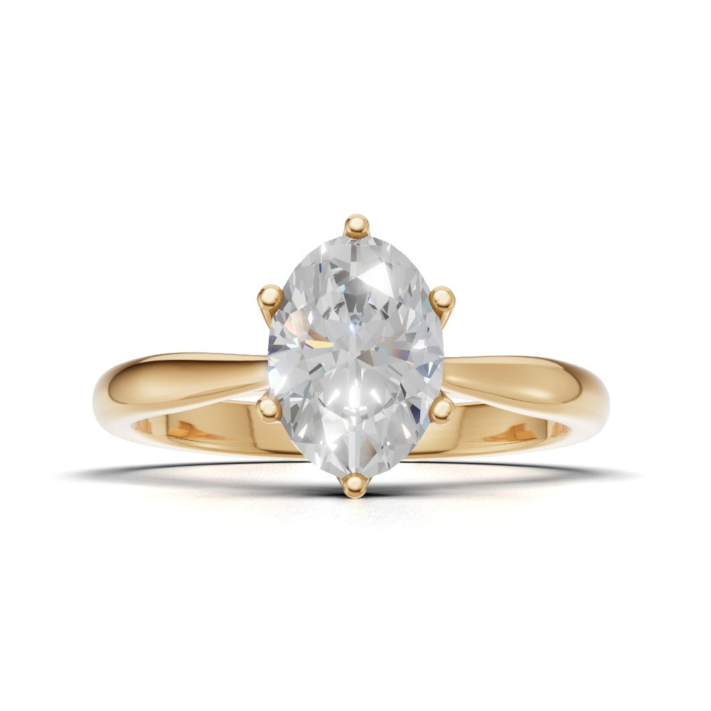 Ninfea, 1ct oval lab grown diamond engagement ring, Petal Cathedral, 18K yellow gold - view 4