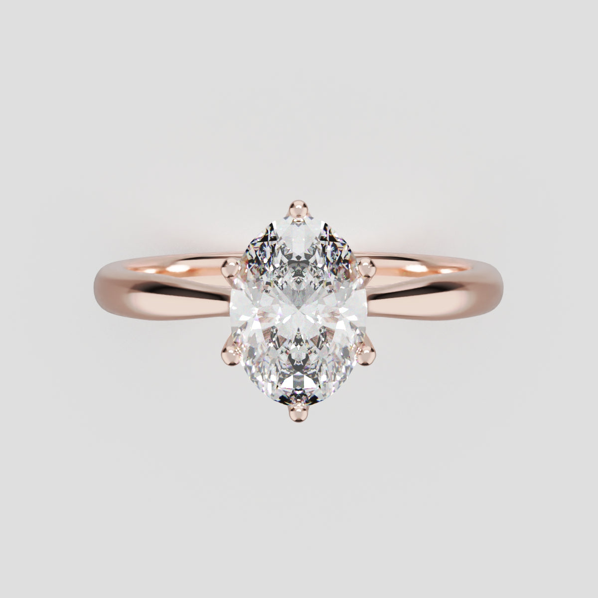 Ninfea, 1ct oval lab grown diamond engagement ring, Petal Cathedral, 18K rose gold - front view
