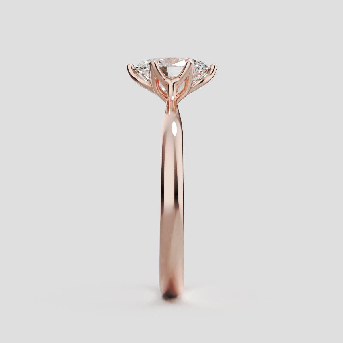 Ninfea, 1ct oval lab grown diamond engagement ring, Petal Cathedral, 18K rose gold - side view