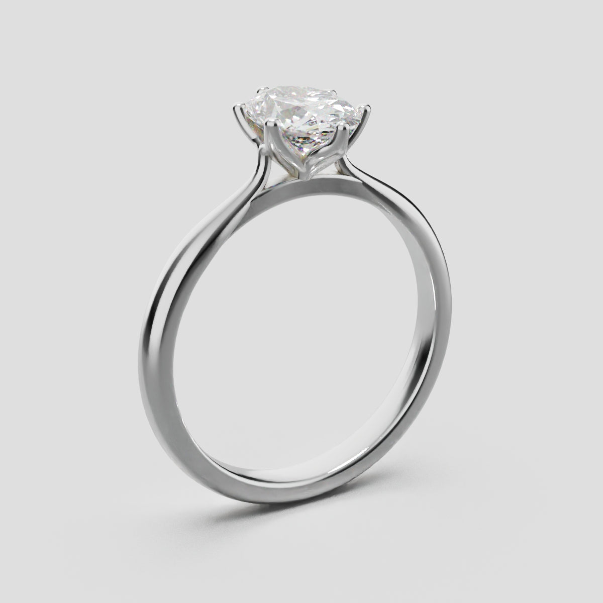 Ninfea, 1ct oval lab grown diamond engagement ring, Petal Cathedral, 18K white gold - ne